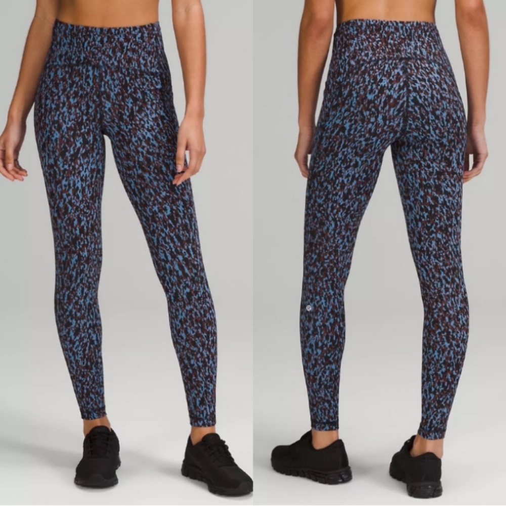 NWT Lululemon Swift Speed High Rise Tight 28" Pockets Leopard Camo Blue Multi